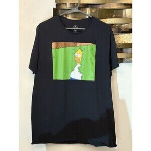 Vintage The Simpsons Homer Simpson Emerging From A Bush Black Shirt Size L